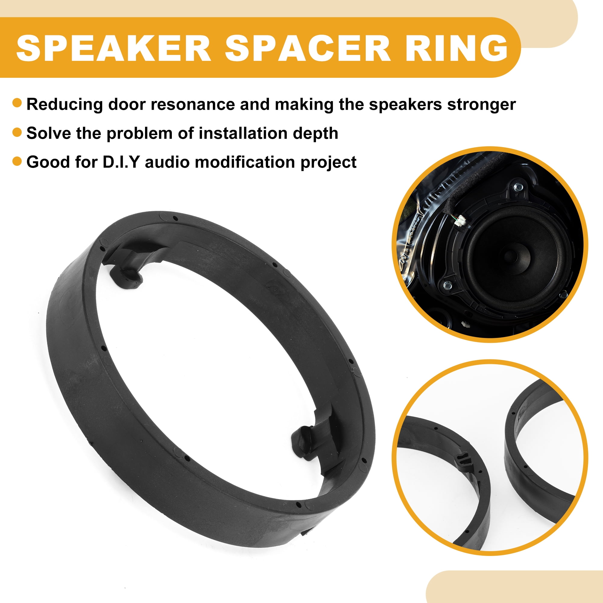 Unique Bargains Speaker Spacer Ring Adapter for Mitsubishi ABS Black Waterproof