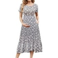 thumbnail image 2 of Beaisland Women's Maternity Dress Short Sleeve Pleated Flowing Pregnancy Beach Dresses, 2 of 5