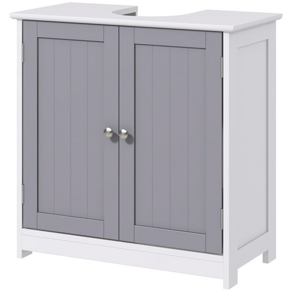 Homiyad Bathroom Vanities, Bathroom Sink Cabinets with U-Shape Cut-Out and Adjustable Internal Shelf, White and Gray