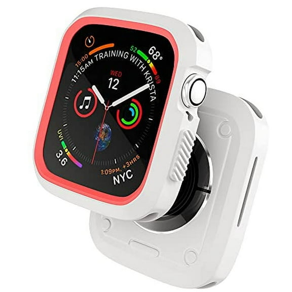 Compatible with Apple Watch 40mm Case, Sport Protective Case for iWatch Women Men Kids GPS iWatch Series 6/5/4/SE, White, Pink