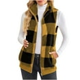thumbnail image 2 of Fuzzy Fleece Vests for Women Trendy Plaid Sleeveless Jacket Zip up Warm Winter Coat Outerwear with Pockets New Womens Vests Tops Trendy Yellow XL, 2 of 9