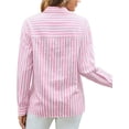 thumbnail image 3 of Long Sleeved Women's Blouses Striped Shirts Button Down Loose Fit Casual Tops, 3 of 5