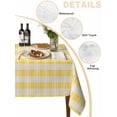 thumbnail image 5 of Yellow Plaid Striped Rectangle Tablecloth, Farmhouse Checkered Modern Abstract Art Waterproof & StainResistant Tablecloth, Washable Oil-proof Table Cover for Dining/Party/Wedding/Buffet 52x70 In, 5 of 9