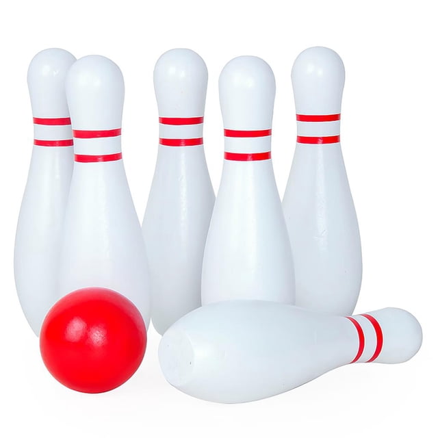 Matsuzay Juego de bolos de de gran tamaño para niños y niñas, juego de bolos para interiores con 6 bolos, 1 pelota, juguetes deportivos Almacenamiento y organización del hogar Matsuzay HA015546-00