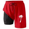 thumbnail image 3 of Mens Cargo Shorts Swim Trunks Compresssion Liner Inseam Board Shorts Bathing Suit With Pockets Running Shorts Red S, 3 of 4