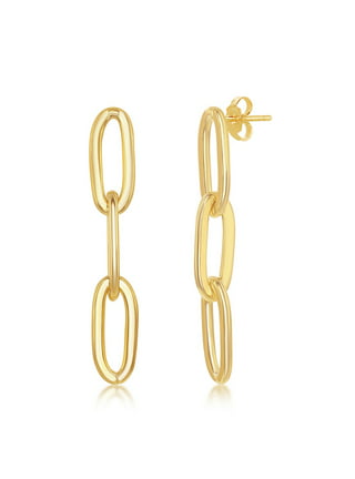 Chain link earrings gold earrings dangle • Extra long earrings