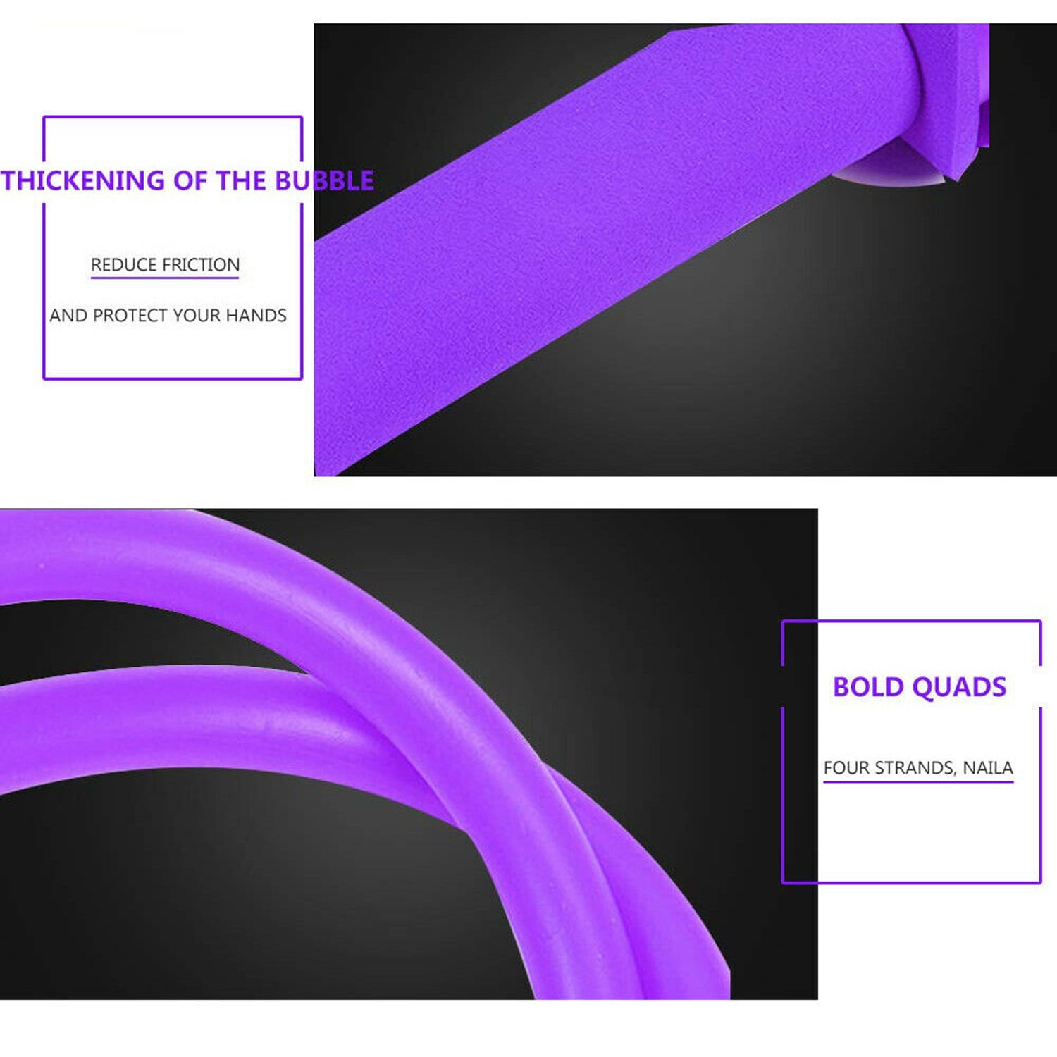 BOSHIYA Elastic Sit Up Pull Rope Spring Tension Foot Pedal Abdomen Leg Exerciser Tummy Trimmer Equipment Bodybuilding Home Gym Arm Waist Sport Fitness Stretching Purple
