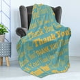 thumbnail image 4 of Thank You Soft Flannel Fleece Throw Blanket, Appreciation Artwork Gratitude Different Fonts Text Types Message, Cozy Plush for Indoor and Outdoor Use, 70" x 90", Pale Orange Cadet Blue, by Ambesonne, 4 of 5