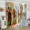 thumbnail image 4 of Italian Scenery Blackout Curtain,Italian Street Romantic Flowers Floral Print Window Drapes for Bedroom Living Room Kitchen Cafe Office Decor Thermal Insulated Darkening Drapes 42x63 Inch, 4 of 6