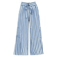 thumbnail image 5 of BODOAO Women's Floral Wide Leg Pants, Casual Summer Elastic Waist Lightweight Palazzo Trousers with Soft Draped Fabric, Loose Relaxed Fit and Pull On Design Shape Dark Blue S, 5 of 6