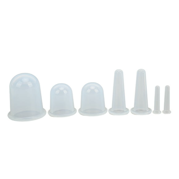 Juego de 7 ventosas para terapia de masajes de silicona de grado alimenticio, mini juego de ventosas faciales para el hogar, transparente