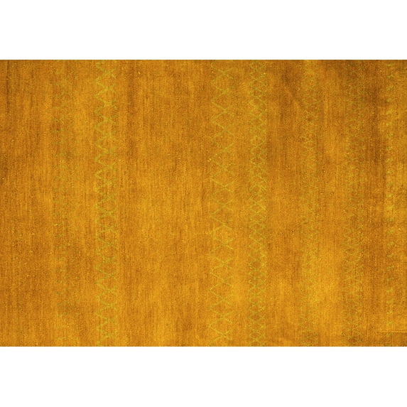 Ahgly Company Machine Washable Indoor Rectangle Abstract Yellow Modern Area Rugs, 7' x 10'