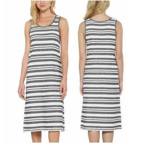 Matty M Ladies' Side-Slit Tank Dress - XL Stripe Charcoal