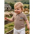 thumbnail image 6 of BemeyourBBs Western Country Baby Boy Clothes Toddler Baby Boys Cowboy Outfit New to Here Shirt Boots Embroidery Summer Short Sleeve Waffled Striped Collar Half Button Causal Shirts Tops, 6 of 9