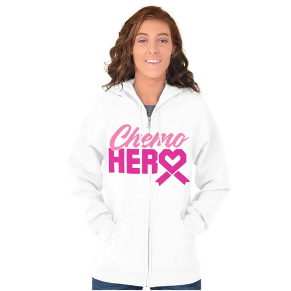 Breast Cancer Awareness Chemo Hero Zip Hoodie Sweatshirt Women Brisco Brands S