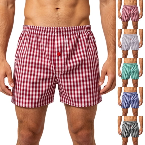 IhhxPro Men's Beach Shorts Plaid Quick Dry Elastic Waist Casual Checkered Lightweight Summer Swim Trunks with Pockets Loose Fit S-XL