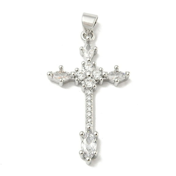5pcs Rack Plating Brass Micro Pave Cubic Zirconia Pendants Long-Lasting Lead Free & Cadmium Free Charm 34x19.5x3.5mm Hole: 5x3mm