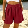 thumbnail image 2 of Hurxie Women's Sweat Shorts Casual Drawstring Shorts Comfy High Waisted Workout Lounge Shorts with Pockets Red,3XL, 2 of 7