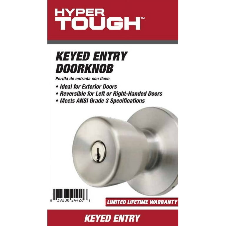 Hyper Tough Keyed Entry Doorknob Stainless Steel Tulip Style with