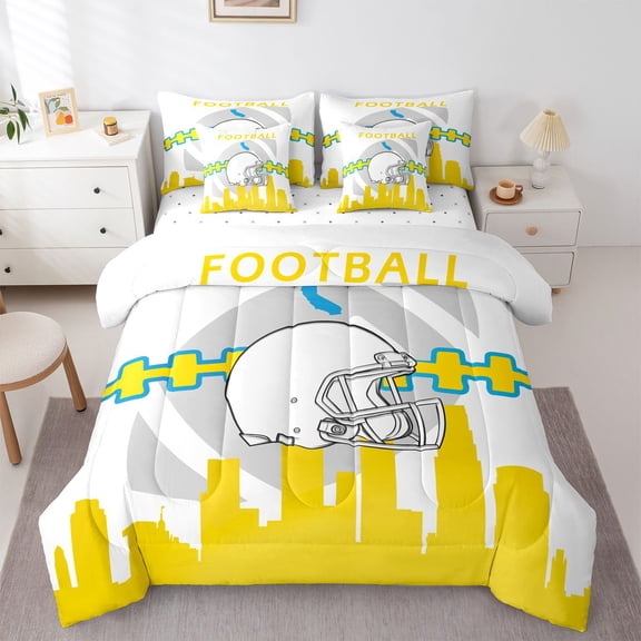 YST 7 Pcs Comforter Set Twin Size,Football Bed in a Bag with Flat Sheet and Fitted Sheet for Kids and Adults,American Football Bedding Set with Pillowcase and Sham(Los Angeles 2)