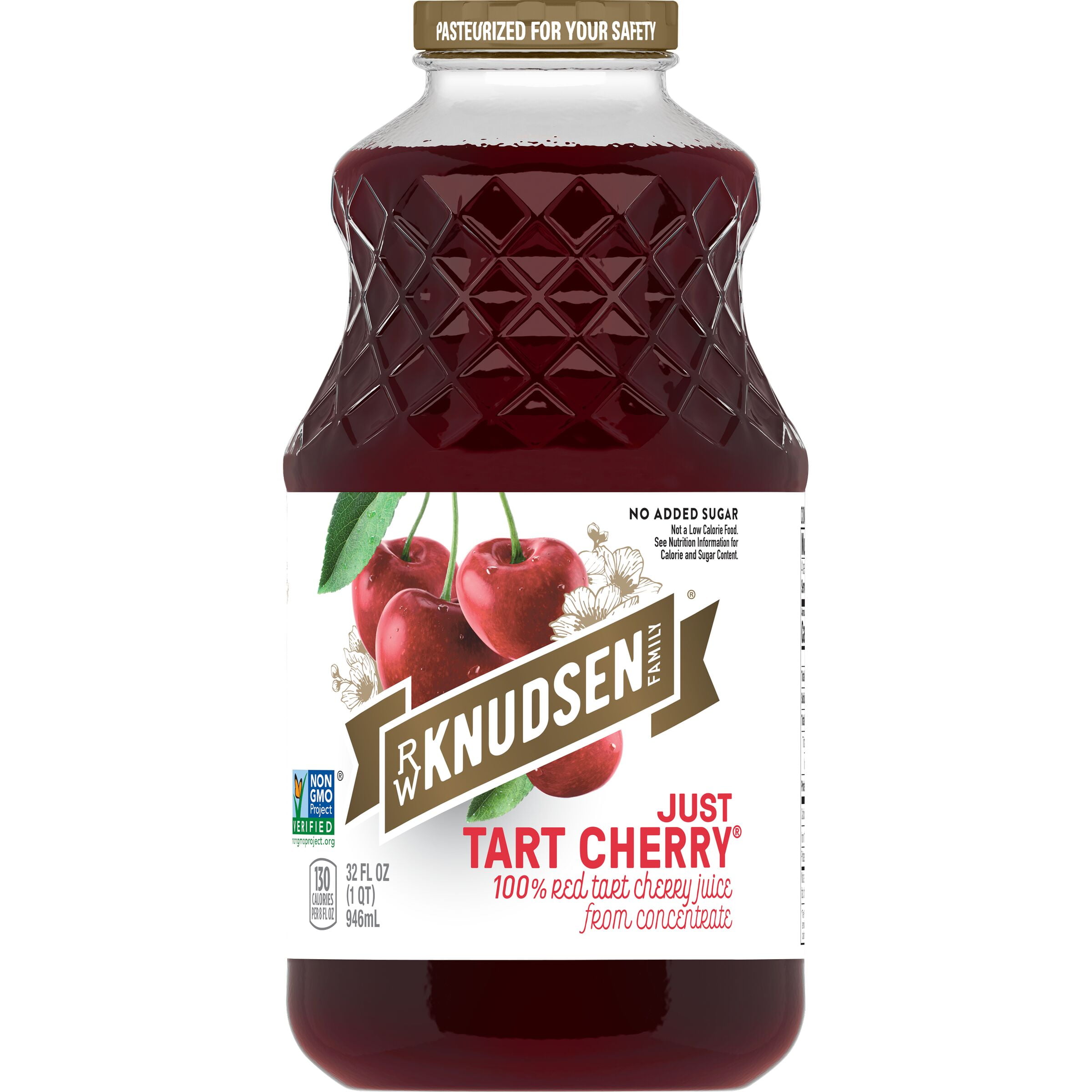 R.W. Knudsen Family Just Tart Cherry Juice, 100% Juice, 32 oz, Glass Bottle