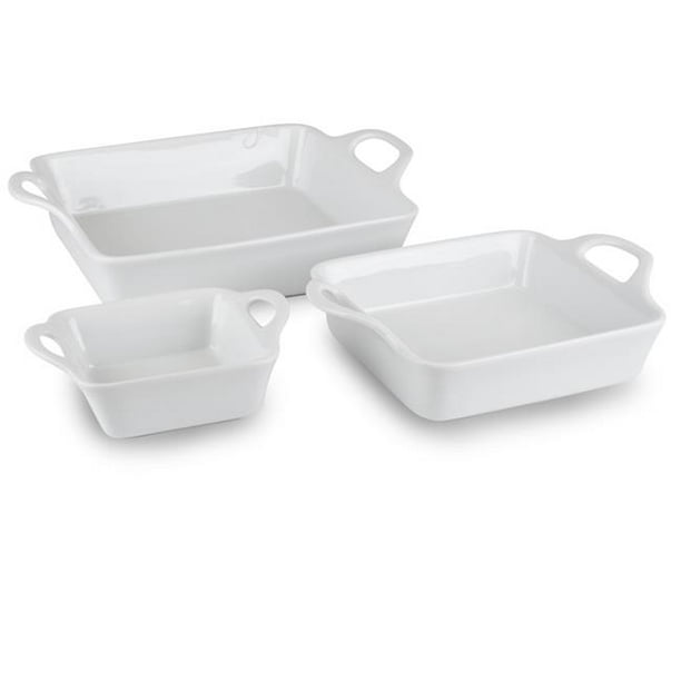 Blue Harbor 33494 White Porcelain Square Bakeware Set 3 Piece