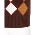 thumbnail image 7 of Lejafay Womens Preppy Style Plaid Knitted Sweater Vest V Neck Vintage Argyle Sleeveless Jumper Tank Brown S, 7 of 7