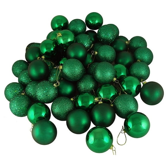 18ct Emerald Green 4-Finish Shatterproof Christmas Ball Ornaments 1.25" (30mm)