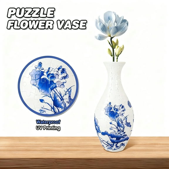 Vase Puzzle-160 Pieces Unique 3D Vase Puzzle for Adult Flower Arrangement Home Decoration-Leaf
