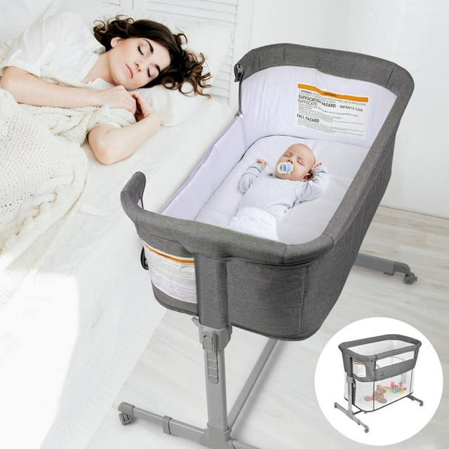 Moisés para bebé 3 en 1, cama junto a la cama y parque infantil, cuna portátil fácil de plegar (gris) - KoolaBaby (moisés)