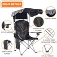 thumbnail image 3 of VTOY Folding Chair with Canopy Portable Chair with Shade for Outside Beach Chairs for Adults Chair with Shade Canopy Camping Chairs for Outdoors(Black), 3 of 9