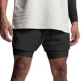 thumbnail image 2 of Athletic Gym Shorts Men 2 in 1 Summer Elastic Waist Breathable Workout Running Shorts with Compression Liner Pockets, 2 of 5