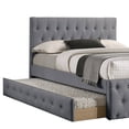 thumbnail image 2 of Nek Full Size Upholstered Bed with Twin Trundle Button Tufted Gray Burlap, 2 of 5