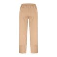 thumbnail image 4 of WULMLEO Barrel Pants Women Cotton Baggy Elastic Waist Loose Fit Cropped Palazzo Trousers Casual Lightweight Comfy Travel Outfits Brown L, 4 of 5