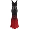 thumbnail image 1 of Angel fashions Robe de Soirée pour Femme à Col en V, Paillettes Scintillantes Style Gatsby 20s Flapper, 1 of 7