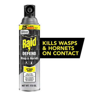 Raid Defend Outdoor Defense System Wasp and Hornet Bug Spray, Inse Count Killer, 17.5 oz