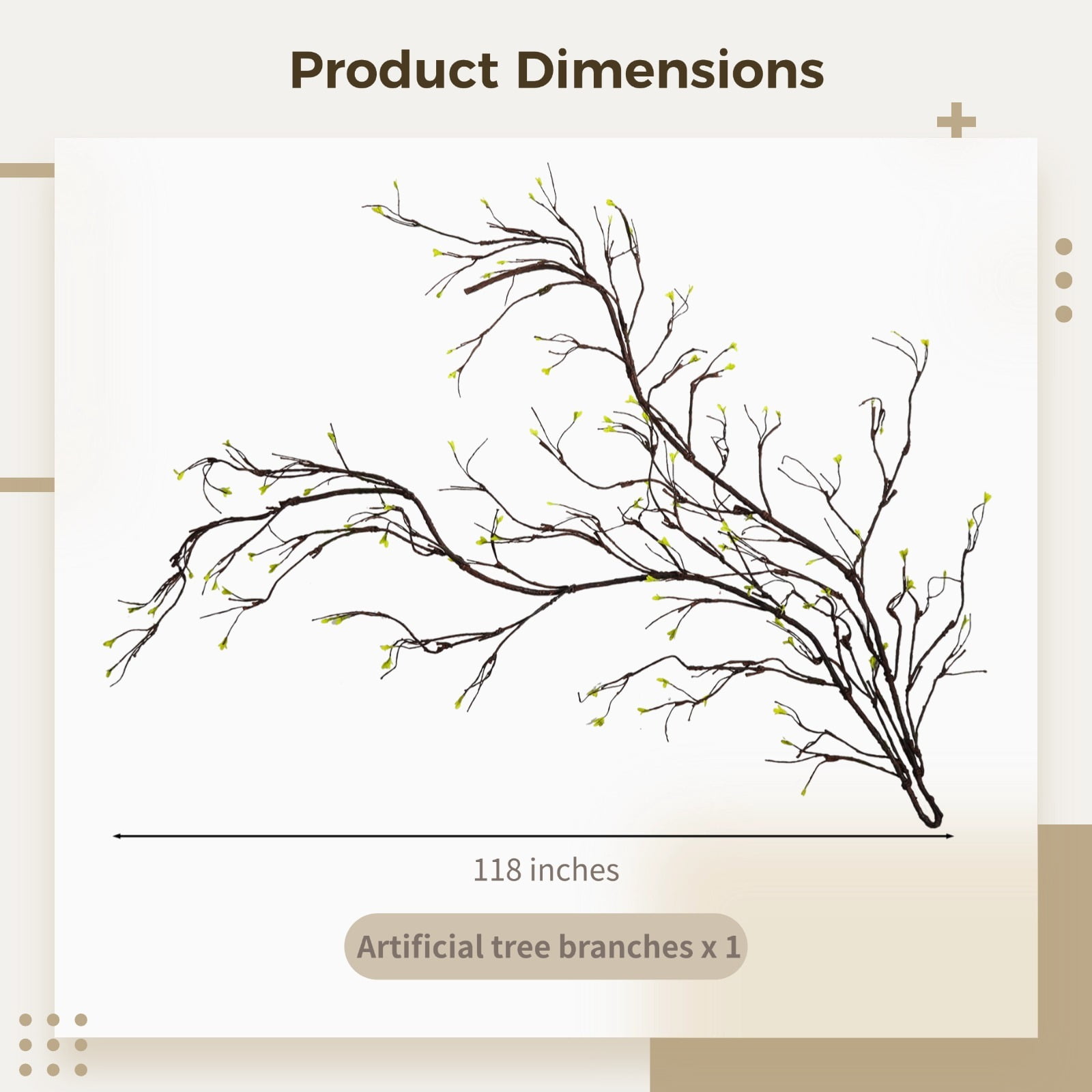 Artificial Branches, 118 Inches Malleable Fake Plants, Decorative Twigs for Floor Vase, Wall Hanging Vines Rattan Ivy Grapevines for Home Wedding Arch Jungle Decoration