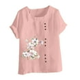 thumbnail image 3 of Birdeem T-Shirt Ample Décontracté d'Été pour Femme à Col Rond, Manches Courtes, à Imprimé Floral, 3 of 12