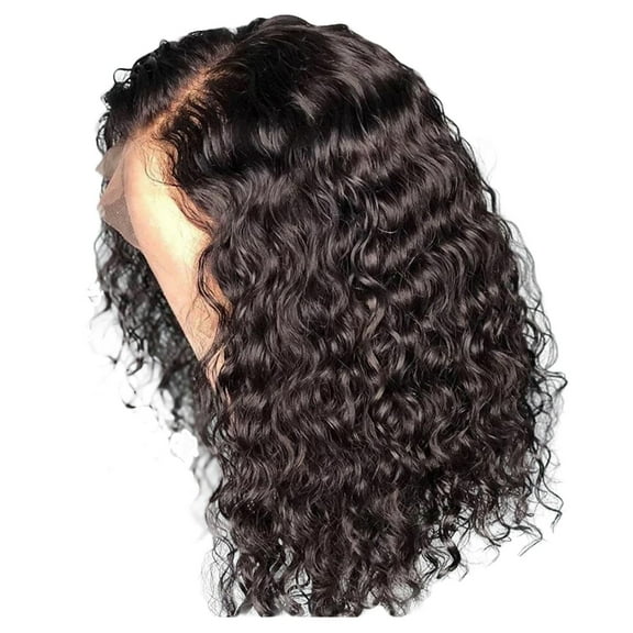 Yoofe Wigs Human Hair,European and American Wig Women African Curly Hair Small Curvature Hand Rolled Strip Net Set Head Wave Wigs for Women Natural Color 1Pc,14.57 Inches