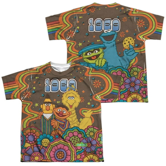 Sesame Street - Psychedelic 69 (Front/Back Print) - Youth Short Sleeve Shirt - X-Large