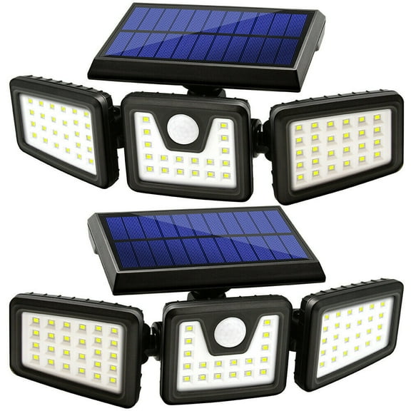 Aegis Bionic Waterproof Outdoor Floodlights with 3 Adjustable Heads 270ยฐ Wide Angle (2 Pack)