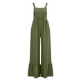 thumbnail image 7 of Gytharion Plus Size Cotton Linen Jumpsuits for Women Adjustable Straps Wide-leg Overalls Solid Color Fashion Casual Rompers, 7 of 7