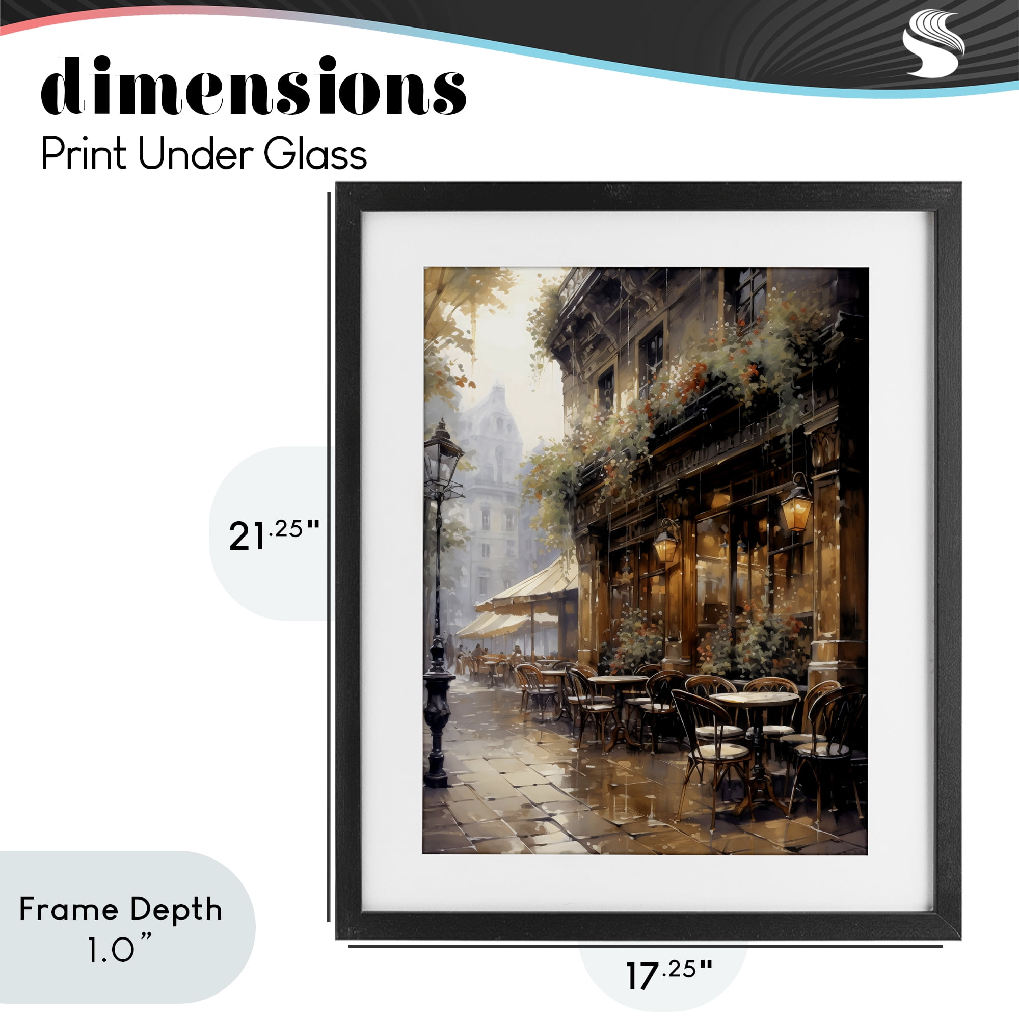 Stupell Industries Paris Street Cafe in Rain Black Framed Print Under Glass, design by Creative Studio