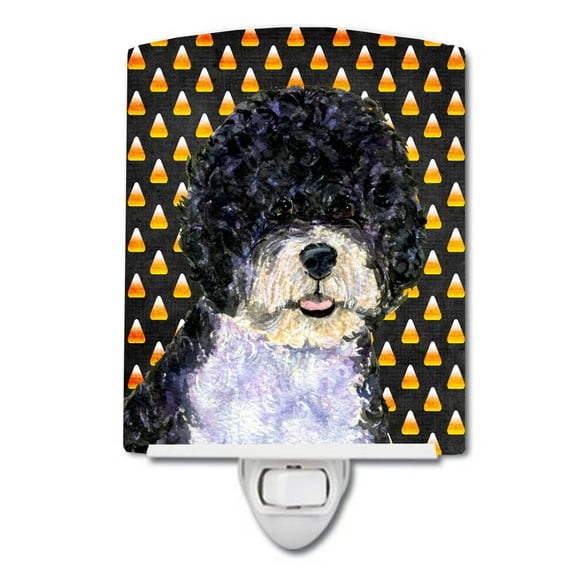 Caroline's Treasures SS4284CNL Portuguese Water Dog Candy Corn Halloween Portrait Ceramic Night Light, 6x4x3",