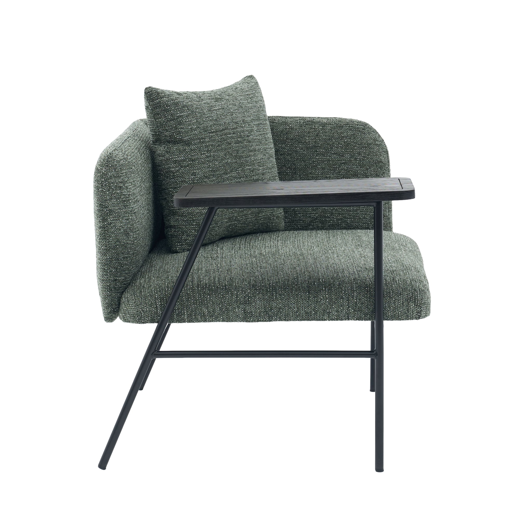 Emerald Green Accent Lounge Chair with Back Pillow and Side Table, Upholstered Single Sofa Armchair with Metal Legs, Reading Seating for Living Room Bedroom