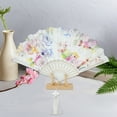 thumbnail image 4 of Unique Bargains Rose Print With Tassel Folding Fan 1 Pc For Summer Decorations White, 4 of 5