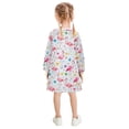 thumbnail image 3 of Girls' long-sleeved dress Flamingo Heart Girls' A-line dress with ribbed cuffs Soft and comfortable, 3 of 6