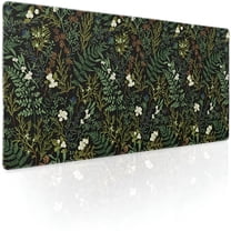 LAMIRO Black Aesthetic Vintage Botanical Gaming Mouse Pad XL Cute Forest Green Plant Nature Floral Extended Large Big Mousepad Non-Slip Stitched Edge Long Mat for Desk Office Computer,31.5×11.8 in