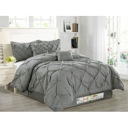 6 Pc Diamond Ruched Pinched Pleated Ruffled Pintuck Comforter Set