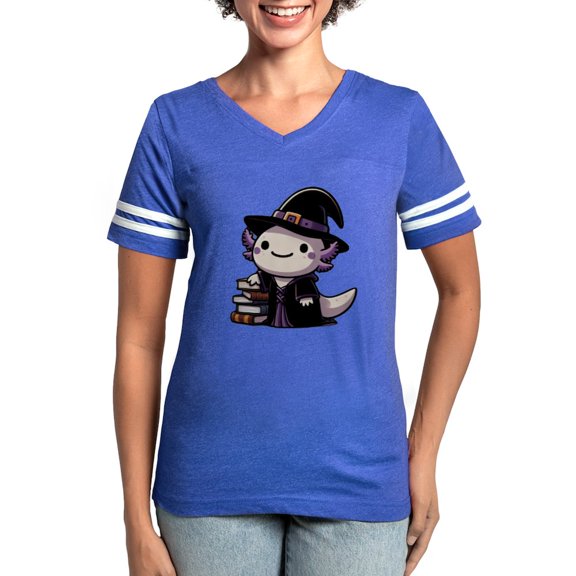 CafePress - Axolotl Witch Cute Halloween Women's Football T Shirt - Womens Football Shirt